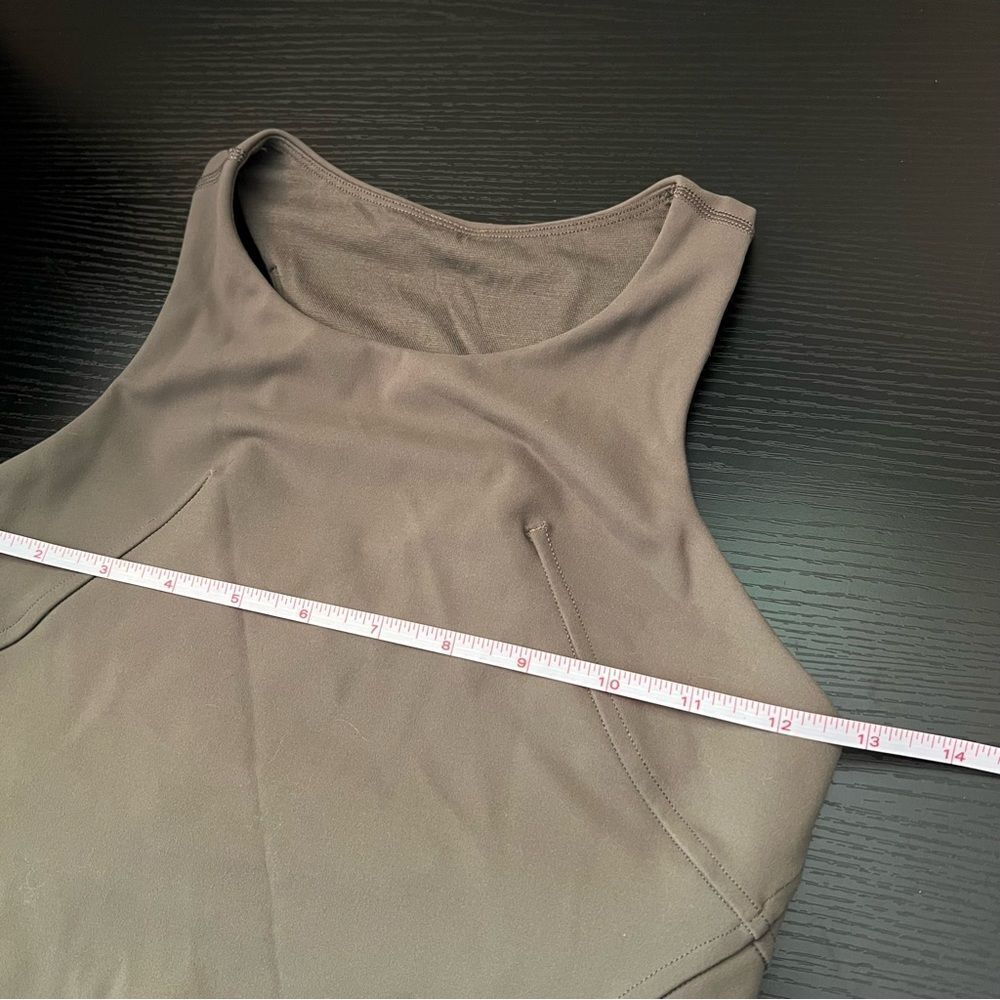 Lululemon Athletica Invigorate Training Tank Top with Bra‎ Olive Green 2 - Picture 9 of 10